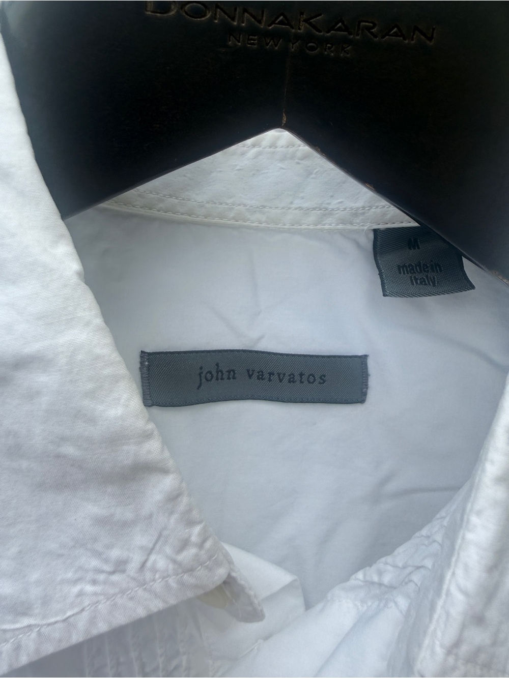 John Varvatos White Pintuck Dress Shirt Made In Italy Men’s Medium